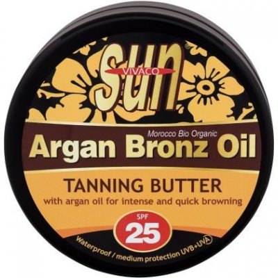 Vivaco Sun Argan Bronz Oil Tanning Butter SPF25 200 ml voděodolné opalovací máslo s arganovým olejem pro rychlé zhnědnutí – Zbozi.Blesk.cz