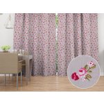 Biante Bavlněný závěs Sandra SA-343 Růžové růžičky na šedém 130x200 cm – Zboží Mobilmania