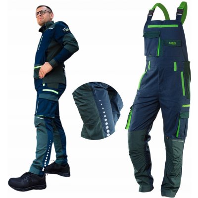 Neo Tools 81-247 monterkové kalhoty s laclem Premium modro-zelené – Zboží Dáma