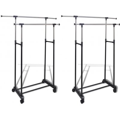 Petrashop Nastavitelné stojany na oblečení 2 ks 2 šatní tyče Černý 270182 – Zboží Dáma