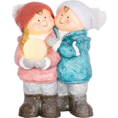 MagicHome MagicHome Vianoce Postavička Vánoce Chlapeček a holčička se sněhovou koulí 1 LED keramika 27 ST8090941 – Hledejceny.cz