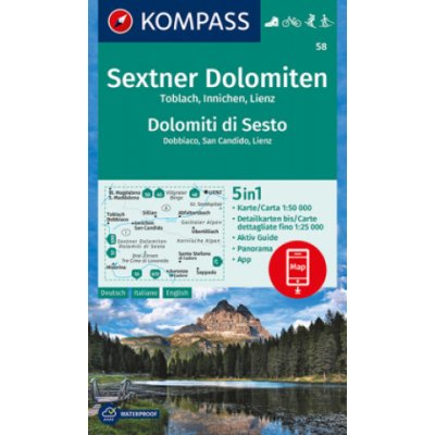 KOMPASS Wanderkarte 58 Sextner Dolomiten, Dolomit di Sesto, Toblach, Dobbiaco, Innichen, San Candido, Lienz 1:50.000