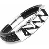 Náramek Steel Jewelry náramek pánský černý kožený s kombinací chirurgické oceli NR231018