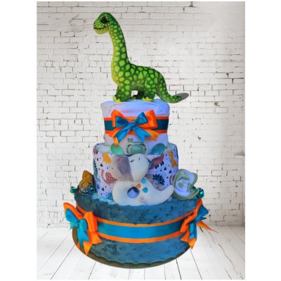 BabyDort třípatrový plenkový dort pro miminko PREMIUM Dino – Zboží Dáma