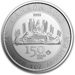 Royal Canadian Mint The Mince : $ 5 Kanadské stříbro 150. výročí Voyageur BU 1 oz