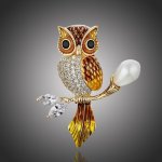 Éternelle brož Swarovski Elements Sabina sova B1076 Zlatá – Zboží Dáma