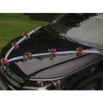 Girlanda na auto - tylová šerpa s růžemi - bordo - 1ks