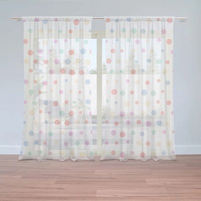 Sablio Záclony Různě barevné puntíky: 2ks 150x250cm – Hledejceny.cz