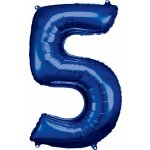 Amscan Balónek narozeninové číslo 5 modrý 86 cm
