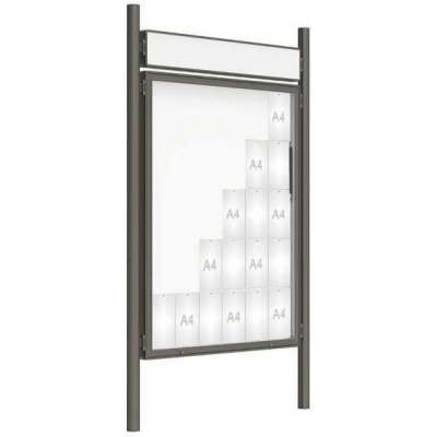 PROCITY Venkovní vitrína model 2000 30x A4, šedá PRO, včetně sloupků a záhlaví | Zboží Auto