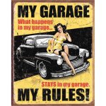 Plechová cedule My Garage My Rules 40 cm x 32 cm – Zboží Dáma