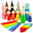 Montessori Ulanik dřevěná hračka "Peg Dolls with Hats in Cups"