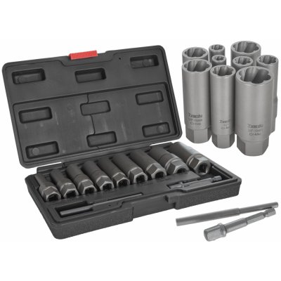 GEKO Hlavice pro demontáž poškozených matic a šroubů, 6-19 mm, prodloužené, 11 ks – Zboží Mobilmania