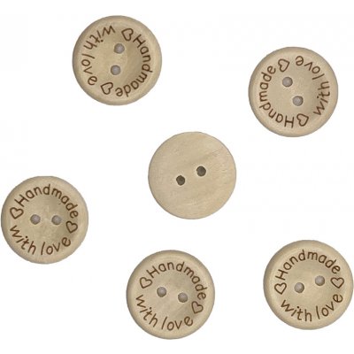 Dřevěný knoflíček - Handmade with love 2cm – Zboží Dáma