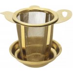 Čajový filtr, zlatý, výška: 95 mm, délka: 95 mm, šířka: 75 mm – Zboží Mobilmania