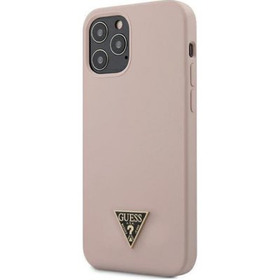 Pouzdro Guess iPhone 12/12 Pro růžové Silicone Triangle Logo jasnorůžové/light – Zboží Mobilmania