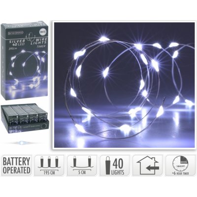 Harasim velkoobchod Vánoční osvětlení 40 LED, 195 cm, bílé světlo, časovač, interiér – Hledejceny.cz