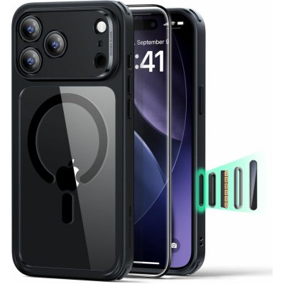 ESR Classic Hybrid MagSafe + Tvrzené sklo iPhone 17 Pro Max - Čirá/černá – Zboží Živě