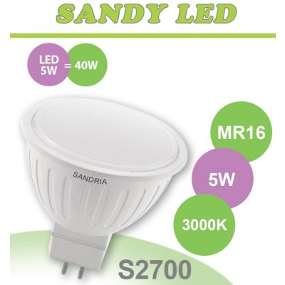 SANDRIA LED žárovka 12V S2700 SANDY LED MR16 5W SMD 3000K
