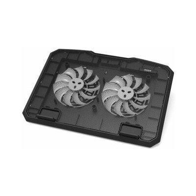 PORT CONNECT Cooler Pro černá / chladící stojan na notebook / 2x USB-A / 2 ventilátory / plocha 35 x 25 cm (901099-PC)