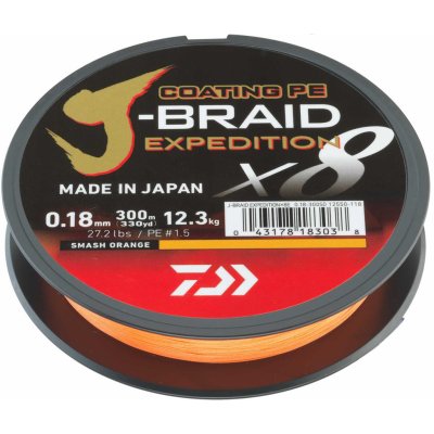 Daiwa Splétaná Šňůra J-Braid Expedition X8E Smash Orange 150 m 0,06 mm 5,2 kg – Zboží Dáma