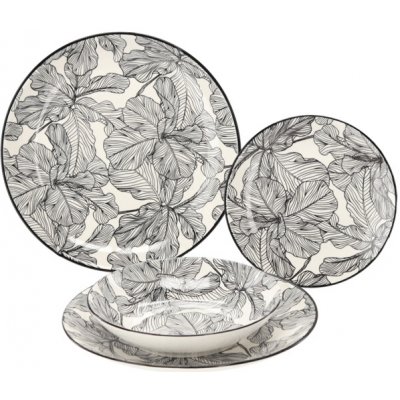 Pro-Tech shop Jídelní souprava kulatá šedé listy 18 ks – Sleviste.cz