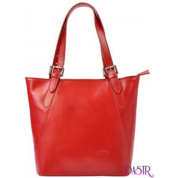 L Artigiano velká kožená dámská kabelka přes rameno červená