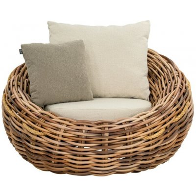 Apple Bee Nízké křeslo Cocoon, 130x130x78 cm, umělý ratan Mocca, sedáky venkovní látka Olefin Green – Hledejceny.cz