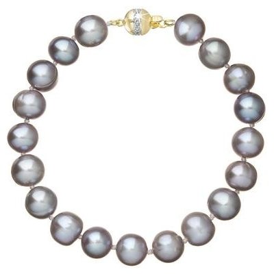Evolution Group perlový náramek z říčních perel se zapínáním ze 14 karátového zlata 923010.3/9266A grey