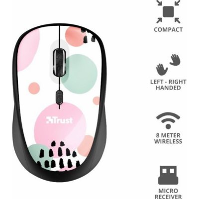 Trust Yvi Wireless Mouse 24441 /Cestovní/Optická/Bezdrátová USB/Růžová – Zboží Mobilmania