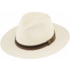 Klobouk Fiebig Headwear since 1903 Letní panamský klobouk Fedora Natur ručně pletený s koženým páskem Ekvádorská panama