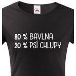 Dámské tričko 80 % bavlna 20 % psi chlupy černá – Zboží Mobilmania
