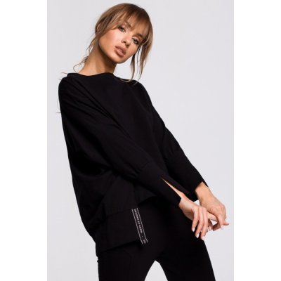 M491 Pullover oversized top with side splits black – Zboží Mobilmania