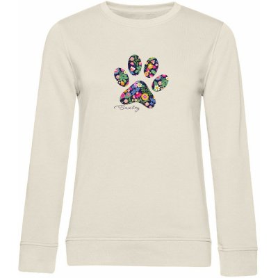 Dámská mikina CLASSIC psí tlapka KVĚTINY a jména psů Krémová – Zboží Dáma