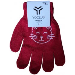 Yoclub Dívčí pletené prstové rukavice Yo RED-01119G - červená