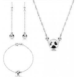 Šperky eshop trojset stříbro kulička se dvěma menšími kuličkami spirálovitý řetízek R47.31