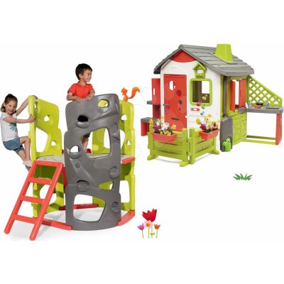 Smoby Set prolézačka Multiactivity Climbing Tower na šplhání se skluzavkou a domeček Neo Jura Lodge – Zbozi.Blesk.cz