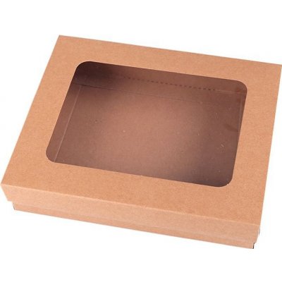 Prima-obchod Papírová krabice s průhledem, barva 1 hnědá přírodní – Zboží Živě