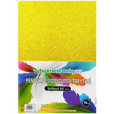 Pěnovka třpytivá A4, tl. ca 2mm - zlatá, 10ks – Zboží Dáma