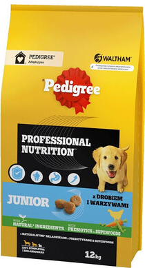 Pedigree Junior Professional Nutrition s drůbežím masem a zeleninou pro velká a střední štěňata 12 kg