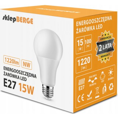 BERGE LED žárovka E27 - 15W - 1500Lm - neutrální bílá MZ0207 – Zboží Živě