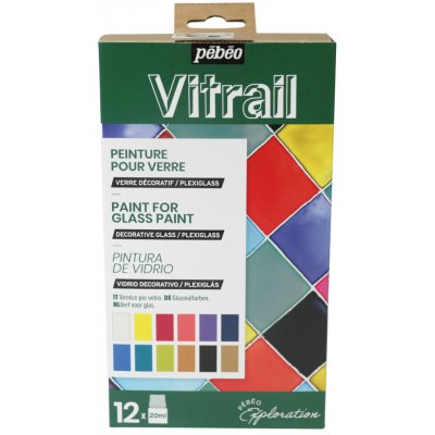 Pébéo Sada nevypalovacích barev na sklo Vitrail 12 x 20 ml – Hledejceny.cz