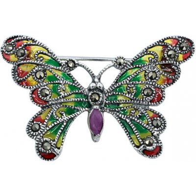 Vorlové Šperky Stříbrná brož motýl M010 – Zboží Mobilmania