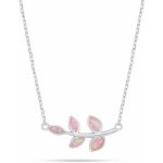 Brilio Silver Slušivý stříbrný náhrdelník lístky s růžovým opálem NCL165WP – Hledejceny.cz