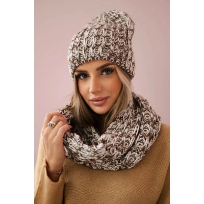 Fashionweek Dámský zimní komplet čepice a komín s fleecem K202 Capuccino – Hledejceny.cz