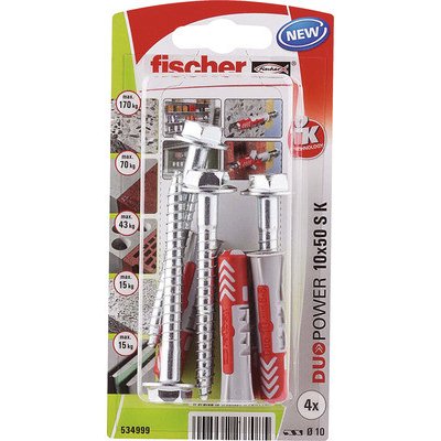 Hmoždinka Fischer DUOPOWER 10X50 S K NV, balení 4 ks – Sleviste.cz