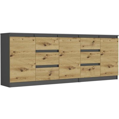 Framire Sada komod antracit mix artisan 200 x 76 x 33 cm R-200-S6 – Zboží Mobilmania