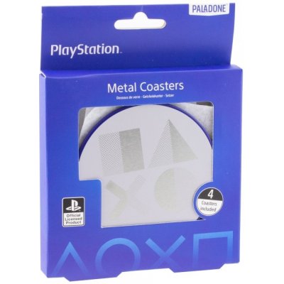 CurePink Kovové tácky pod sklenice Playstation Set 4 ks 10cm – Zbozi.Blesk.cz