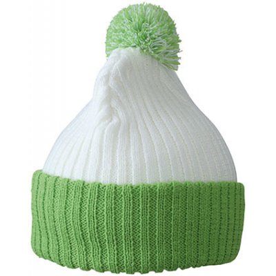 Knitted cap with pompon MB7540 s kulich em bílá/citrusová zelená – Hledejceny.cz