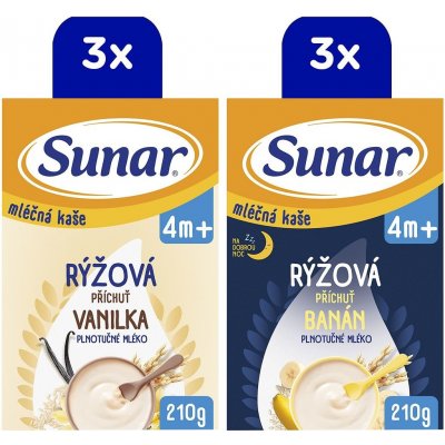 Sunar mléčná rýžová kaše mix příchutí 6 x 210g – Zboží Dáma